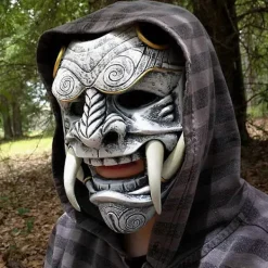 Halloween Cosplay Samurai Oni Mask Latex Huvudbonad Maskerad Mask><noscript><img width=