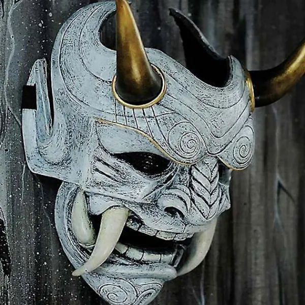 Halloween Cosplay Samurai Oni Mask Latex Huvudbonad Maskerad Mask> Masker