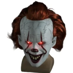 Halloween Cosplay Stephen Kings Det Pennywise Clown Mask Kostym Mask utan LED En storlek Mask med LED Mask med LED Men XL> Masker