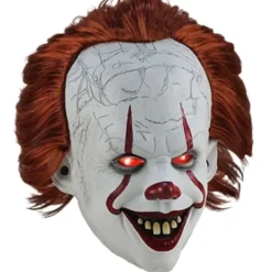 Halloween Cosplay Stephen Kings Det Pennywise Clown Mask Kostym Mask utan LED En storlek Mask med LED Mask med LED Men XL><noscript><img width=