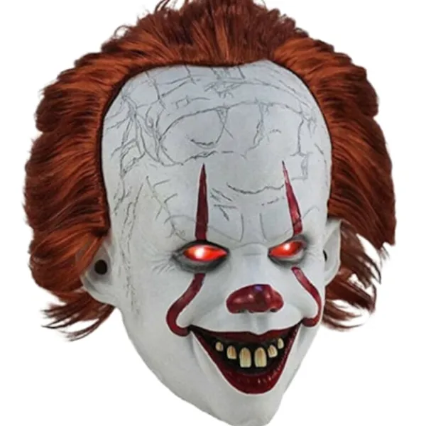 Halloween Cosplay Stephen Kings Det Pennywise Clown Mask Kostym Mask utan LED En storlek Mask med LED Mask med LED Men XL> Masker
