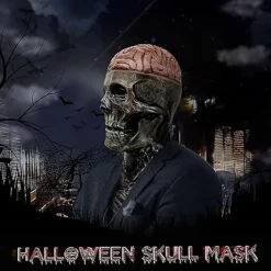 Halloween Dödskallemask, Dödskallemask med Rörlig Käke, Naturlig Latex Helansikts Dödskallemask, Vuxen Dödskallemask, för Cosplay Party Mask><noscript><img width=