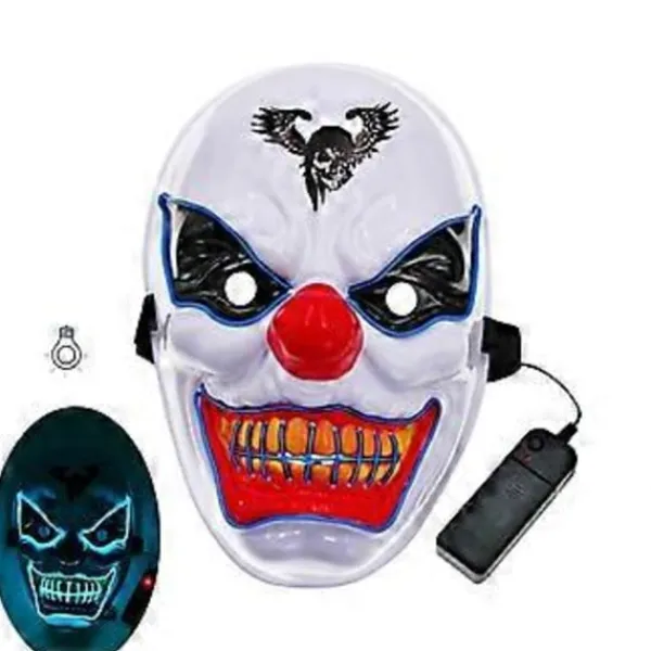 Halloween Dekoration LED Clown Mask, Läskig Självlysande Joker Mask, Halloween Dekoration Jul Karneval Kostym Cosplay Party Mask> Masker