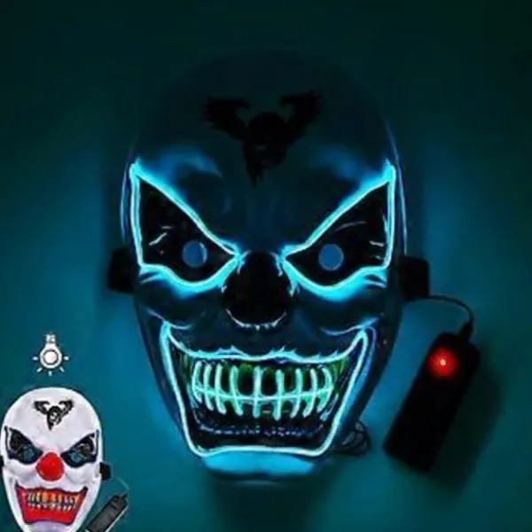Halloween Dekoration LED Clown Mask, Läskig Självlysande Joker Mask, Halloween Dekoration Jul Karneval Kostym Cosplay Party Mask> Masker