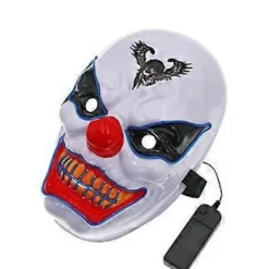 Halloween Dekoration LED Clown Mask, Läskig Självlysande Joker Mask, Halloween Dekoration Jul Karneval Kostym Cosplay Party Mask><noscript><img width=