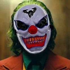 Halloween Dekoration LED Clown Mask, Läskig Självlysande Joker Mask, Halloween Dekoration Jul Karneval Kostym Cosplay Party Mask><noscript><img width=