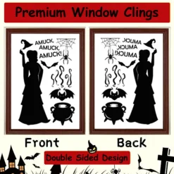 Halloween Dekorationer Fönsterdekorationer, Halloween fönsterdekorationer inomhus, skolans hemkontorsfesttillbehör, 3><noscript><img width=