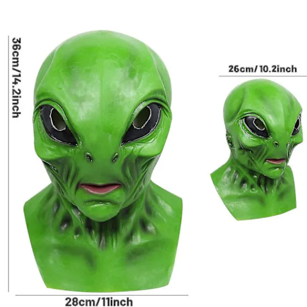 Halloween Dekorationer Halloween Alien Mask, Läskig Alien Mask Latex Mask, Realistiskt Skrynkligt Ansikte Av Halloween Kostymfest Alien Mask Fest Dekoration Props Grön | Fyndiq> Masker