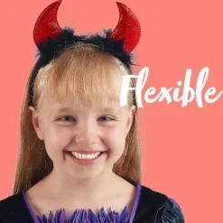 Halloween Djävulshorn Hårband Demonhorn Huvudbonad Röda Djävulshorn Röd Djävulsdräkt Tillbehör för Barn Kvinnor Män Halloweenfest><noscript><img width=