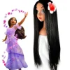 Halloween Encanto Isabela Cosplay 70cm Lång Svart Syntetisk Hår Peruk Med Blommaskerad Fest Peruker Fancy Dress Rekvisita> Peruker