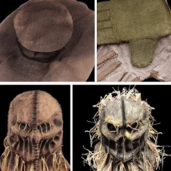 Halloween Fågelskrämma Huvudskydd Handskar Hatt Kostym Maskerad Party Cosplay><noscript><img width=