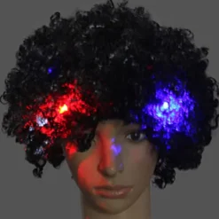 Halloween Färgglad LED-Ljus Afro Lockig Clown Peruk Cosplay Blinkande Glöd Explosion Vågig Hår Rolig Cirkus Karneval Par> Peruker