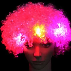 Halloween Färgglad LED-Ljus Afro Lockig Clown Peruk Cosplay Blinkande Glöd Explosion Vågig Hår Rolig Cirkus Karneval Par> Peruker