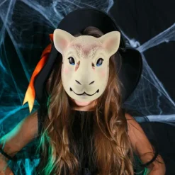 Halloween Fårmask Maskerad Getmask PVC Halv Ansiktsdjur Mask Halloween><noscript><img width=