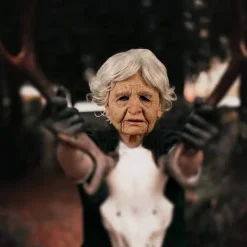 Halloween Gammal Man Huvudbonad, Realistisk Silikonmaskerad Helhuvud Knepig Rekvisita Old Woman><noscript><img width=