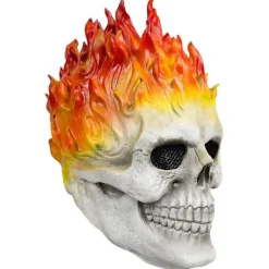 FMYSJ Halloween Ghost Rider Röd Och Blå Låga Dödskalle Mask Skräck Spöke Hel Ansikte Latex Cosplay Kostym Rekvisita (FMY)> Masker
