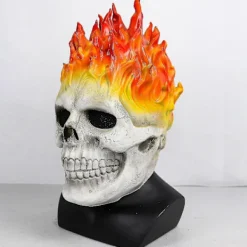 FMYSJ Halloween Ghost Rider Röd Och Blå Låga Dödskalle Mask Skräck Spöke Hel Ansikte Latex Cosplay Kostym Rekvisita (FMY)><noscript><img width=