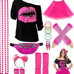 EURL Halloween Glow Party Set med Neonhalsband, Silikonarmband, Kjol och Laser Sport Midjeväska XL> Dräkter