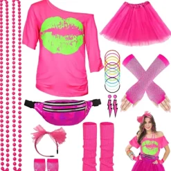 EURL Halloween Glow Party Set med Neonhalsband, Silikonarmband, Kjol och Laser Sport Midjeväska L><noscript><img width=