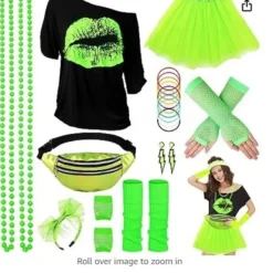 EURL Halloween Glow Party Set med Neonhalsband, Silikonarmband, Kjol och Laser Sport Midjeväska L><noscript><img width=