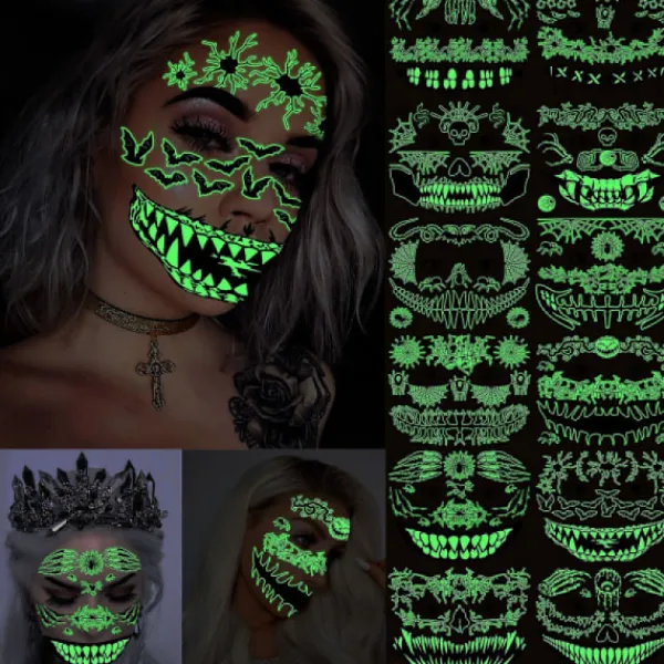 Halloween Glow-in-the-Dark Ansiktsklistermärken> Smink