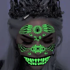Halloween Glow-in-the-Dark Ansiktsklistermärken><noscript><img width=