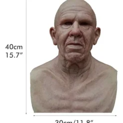 Halloween Gubbmask, Den äldre Gubben Huvudbonad Realistisk Silikonmaskerad Helhuvud Knepig rekvisita> Masker
