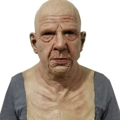 Halloween Gubbmask, Den äldre Gubben Huvudbonad Realistisk Silikonmaskerad Helhuvud Knepig rekvisita><noscript><img width=