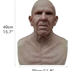 Halloween Gubbmask, Den äldre Gubben Huvudbonader Realistisk Silikonmaskerad Helhuvud Knepig rekvisit> Masker