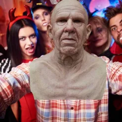 Halloween Gubbmask, Den äldre Gubben Huvudbonader Realistisk Silikonmaskerad Helhuvud Knepig rekvisit><noscript><img width=