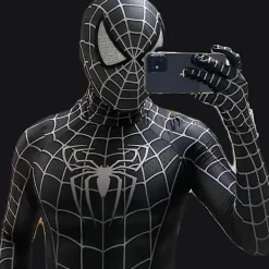Halloween Herr Svart Remy Spiderman Cosplay Kostym Venom Symbiote Remy Dräkt Zentai Kroppsdräkt Vuxen Huva Avtagbar XS> Dräkter