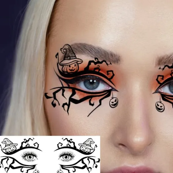 Halloween Häxöga Smink Temporära Tatueringar för Män och Kvinnor, 10-pack Realistiska Falska Ögonvrå Tatueringar, Långvariga Avlånga Ögon> Smink