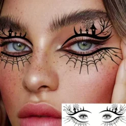 Halloween Häxöga Smink Temporära Tatueringar för Män och Kvinnor, 10-pack Realistiska Falska Ögonvrå Tatueringar, Långvariga Avlånga Ögon><noscript><img width=
