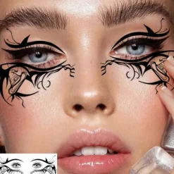 Halloween häxögonmakeup temporära tatueringar, 10 stycken realistiska falska ögontatueringsklistermärken, lämpliga för rollspel och fester> Smink