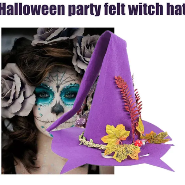 Halloween Häxhatt Filt Hatt Halloween Fest Maskerad Cosplay Kostym Tillbehör Fest Dekor> Huvudbonader
