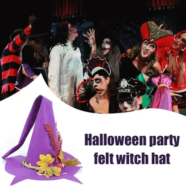 Halloween Häxhatt Filt Hatt Halloween Fest Maskerad Cosplay Kostym Tillbehör Fest Dekor> Huvudbonader