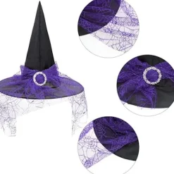 Halloween Häxhatt för Kvinnor Spetsig Spets Halloween Kostymtillbehör för Fest><noscript><img width=