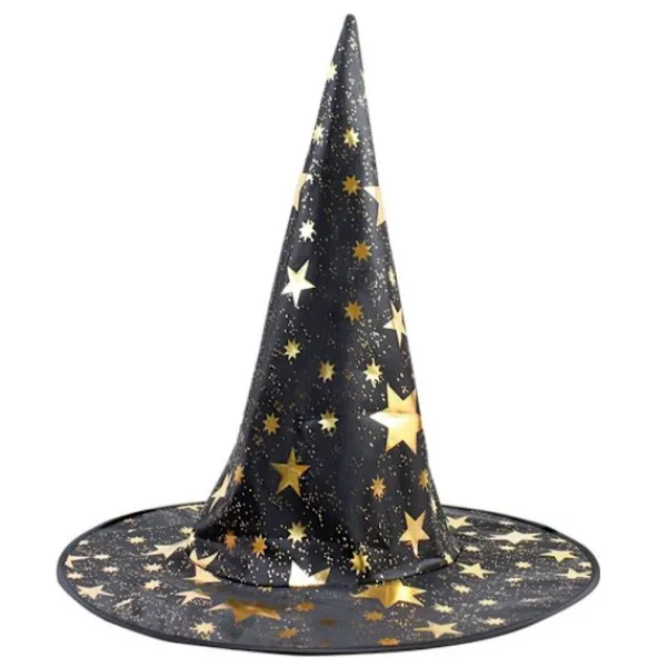 Halloween häxhatt Plisserad trollkarlhatt 1 1 1> Huvudbonader