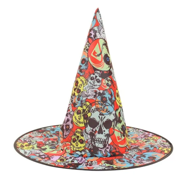 Halloween häxhatt Plisserad trollkarlhatt 1 1 1> Huvudbonader
