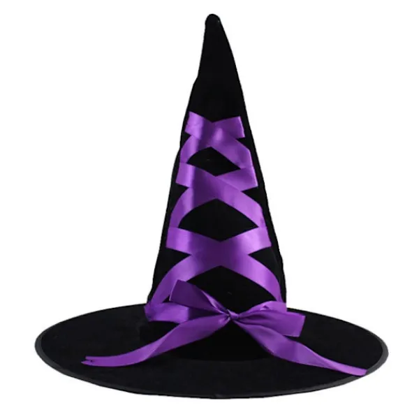 Halloween häxhatt Plisserad trollkarlhatt 1 1 1> Huvudbonader