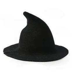 Halloween Häxhatt Trollkarlshatt Dam Bred Brätte Spira Svart Ull Stickad Mössa Karneval Party Cosplay> Huvudbonader