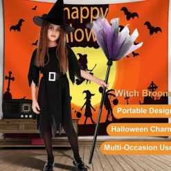 Halloween Häxkvast Trollkarl Cosplay Tillbehör Halloweenfest Rekvisita Realistisk Plastkvast Dekoration för Scenföreställning><noscript><img width=