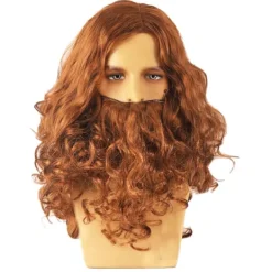 Jettbuying Halloween Jesus Peruk Kostym Rekvisita Lång Lockig Peruk Rolig Brun W One Size> Peruker