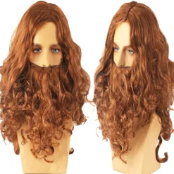 Halloween Jesus Peruk Kostym Rekvisita Lång Lockig Peruk Rolig Brun W One Size> Peruker