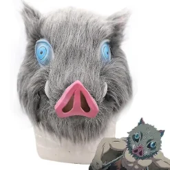 Halloween Jul Demon Slayer Hashibira Inosuke Cosplay Mask Halloween Karneval Huvudbonad Fest Anime Fancy Dress Up Huvudbonad Kostym Rekvisita> Masker