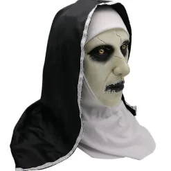 Halloween Jul Staden Nun Cosplay Full Head Latex Mask Halloween Karneval Fest Läskig Fancy Dress Up Djävul Nun Kostym Skräck Prop Close Mouth><noscript><img width=