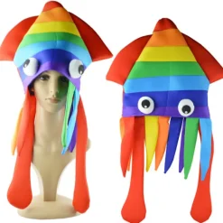Halloween Julbläckfiskhatt Regnbågsbläckfiskhatt Havsdjurshatt Regnbågskostymtillbehör Galna hatt-flerfärgad><noscript><img width=