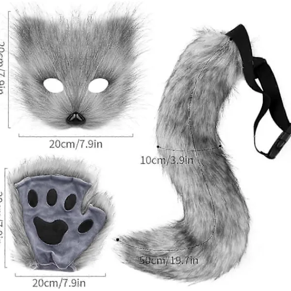Halloween Katt Räv Varg Mask Set, Pälsig Kostym, Räv Kostym Cosplay Kostym, Halloween, Räv Svans Cosplay, Halloween Räv Mask, Karneval Halloween Party | Fyndiq> Tillbehör