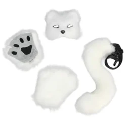 FJORD Halloween Katter Vargdräkt för Barnfödelsedagsfest, Halloween Rävar Utklädningsdräkt Inkluderar Rävmask, Svans, Handske Vit> Tillbehör