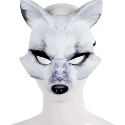 Halloween Konstgjord Räv Mask Djur Elegant Cosplay Mask För Halloween Cosplay Fest Fancy Dress Tillbehör (Vit Räv)><noscript><img width=